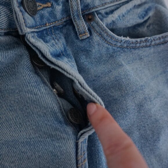 Hidden Light Wash Distressed Skinny Button Fly High Waisted Blue Denim Jeans 26 - Picture 12 of 16